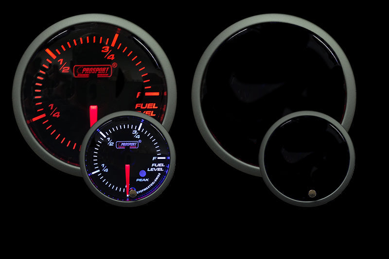 Indicador de nivel de combustible premium Prosport de 2-1/16" color ámbar/blanco