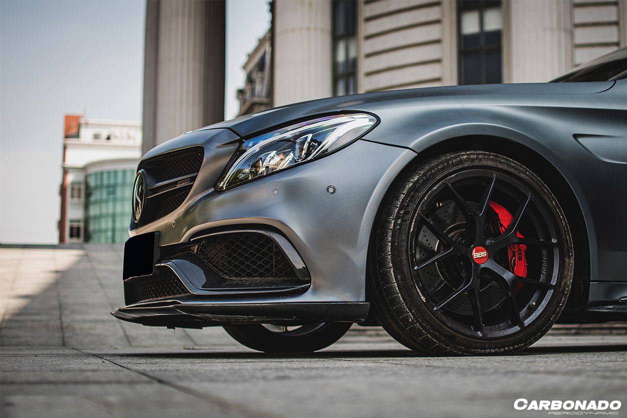 Parachoques delantero de fibra de carbono para Mercedes Benz W205 C63 S AMG Sedán Coupé Carbonado 2015-2021