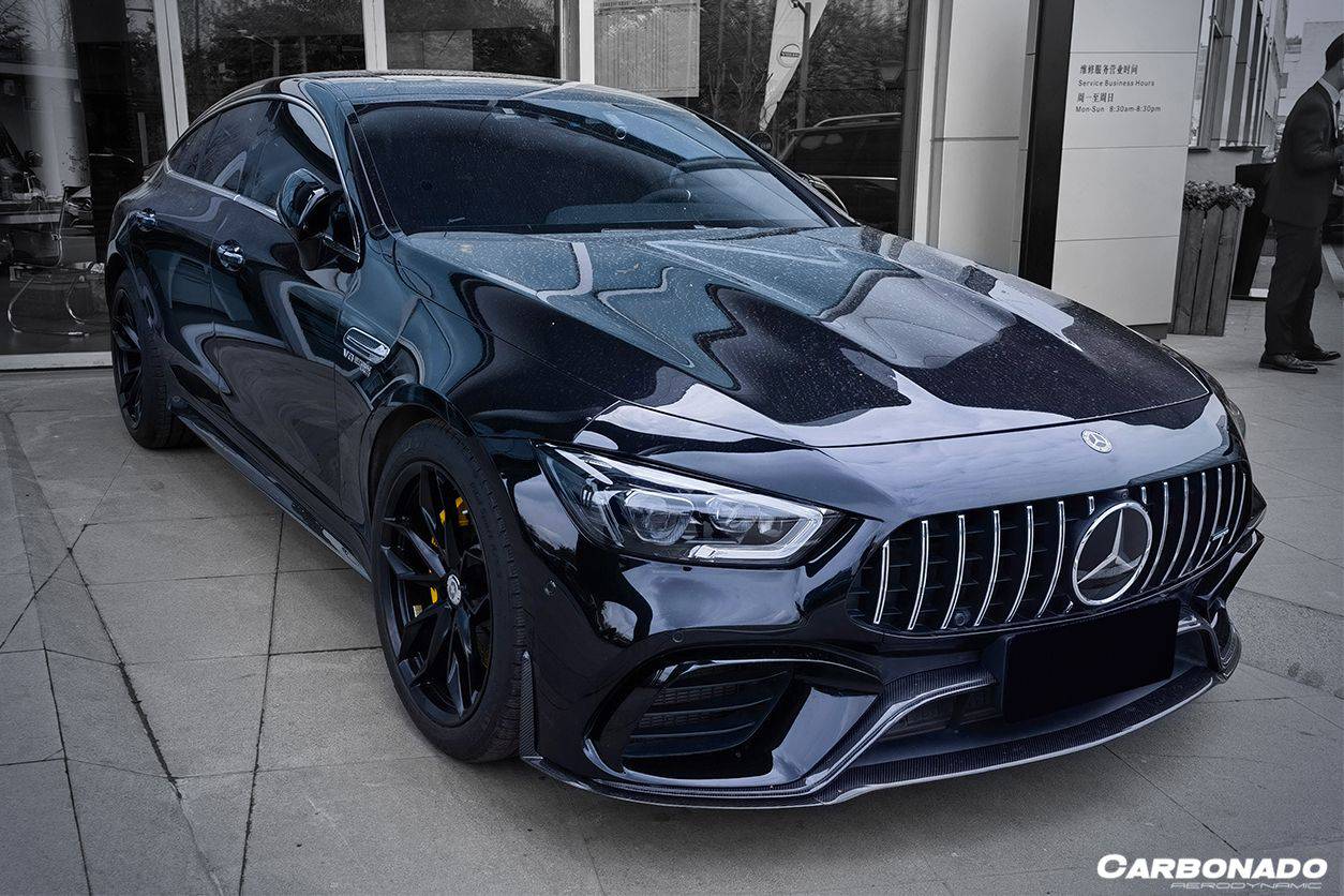 Mercedes Benz AMG GT63S 4 puertas Coupé X290 Carbonado 2019-2023, borde delantero central de fibra de carbono estilo OEM