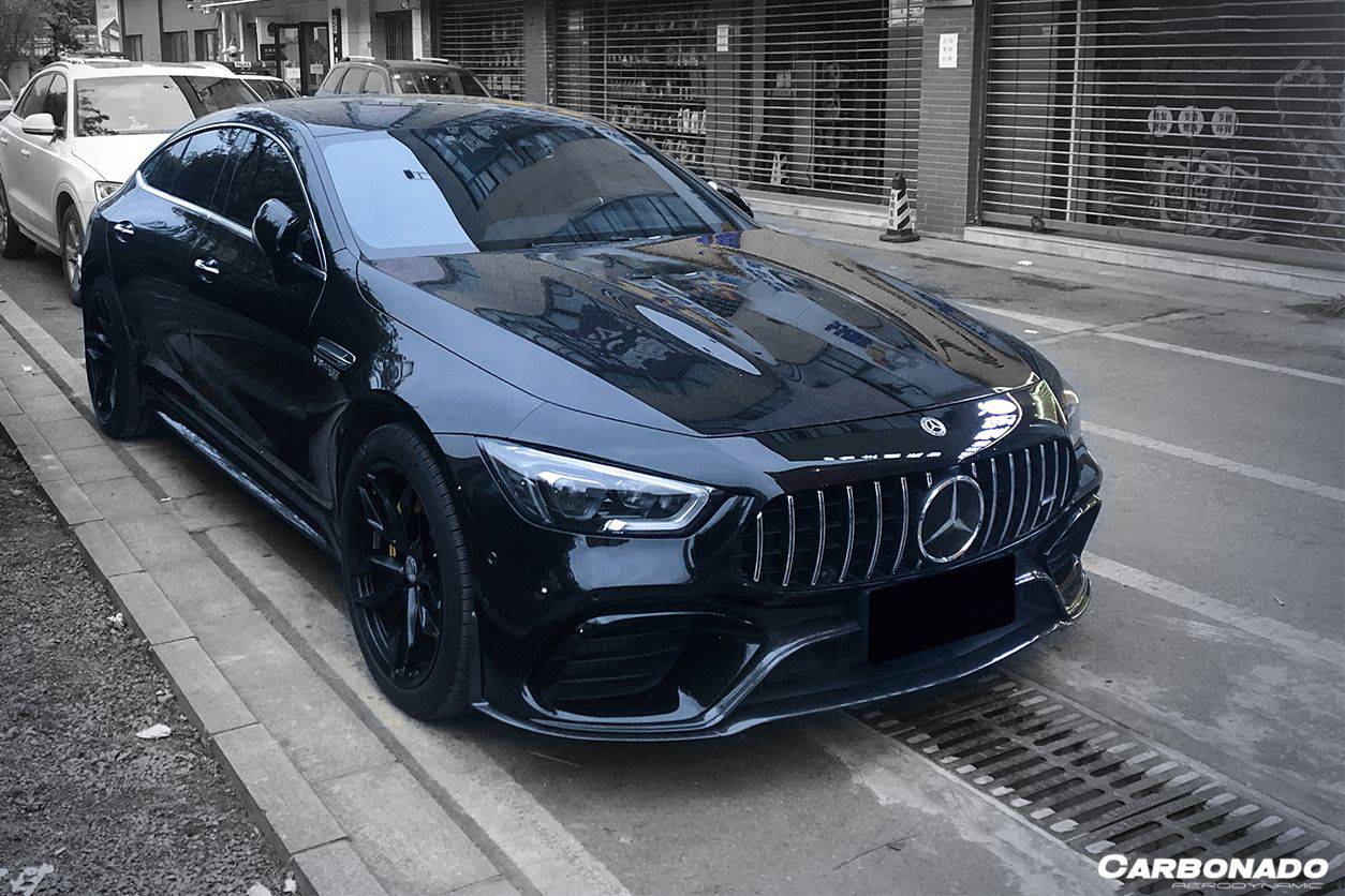 Mercedes Benz AMG GT63S 4 puertas Coupé X290 Carbonado 2019-2023, borde delantero central de fibra de carbono estilo OEM