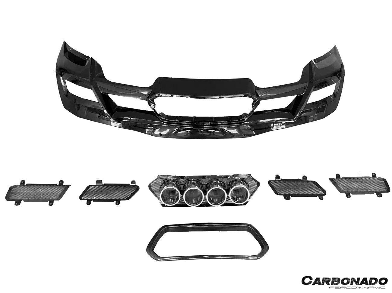 Carbonado 2020-2026 Corvette C8 Stingray Z06 Style Rear Bumper with Exhaust System