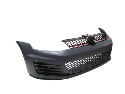 Parachoques delantero Innovative Motorsports 2013-2017 Volkswagen MK7 Golf GTI, estilo GTI, sin PDC, con luces antiniebla LED y parrilla roja
