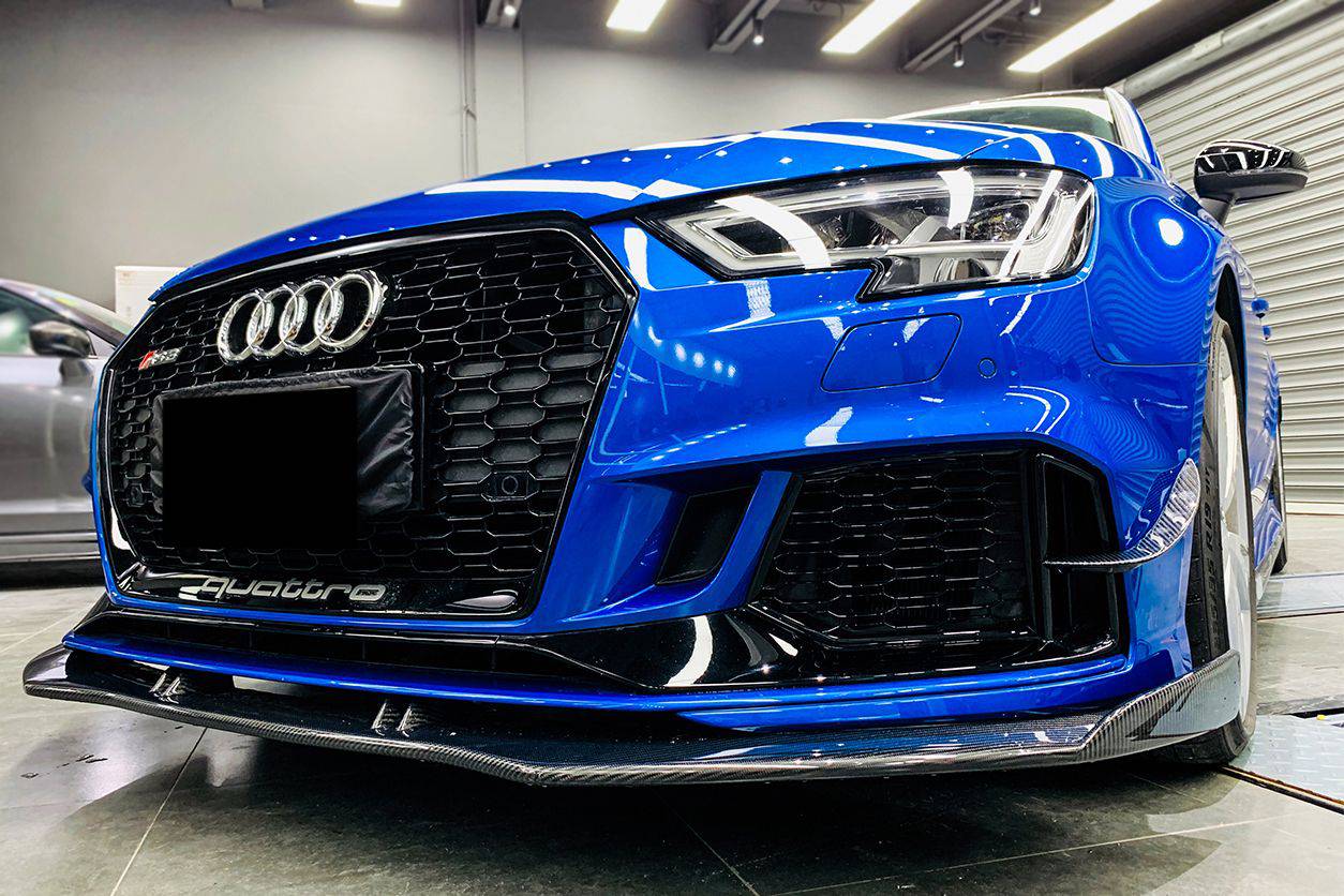 Borde delantero de fibra de carbono estilo BKSS para Audi RS3 8V.2 Sedán y Sportback Carbonado 2018-2020