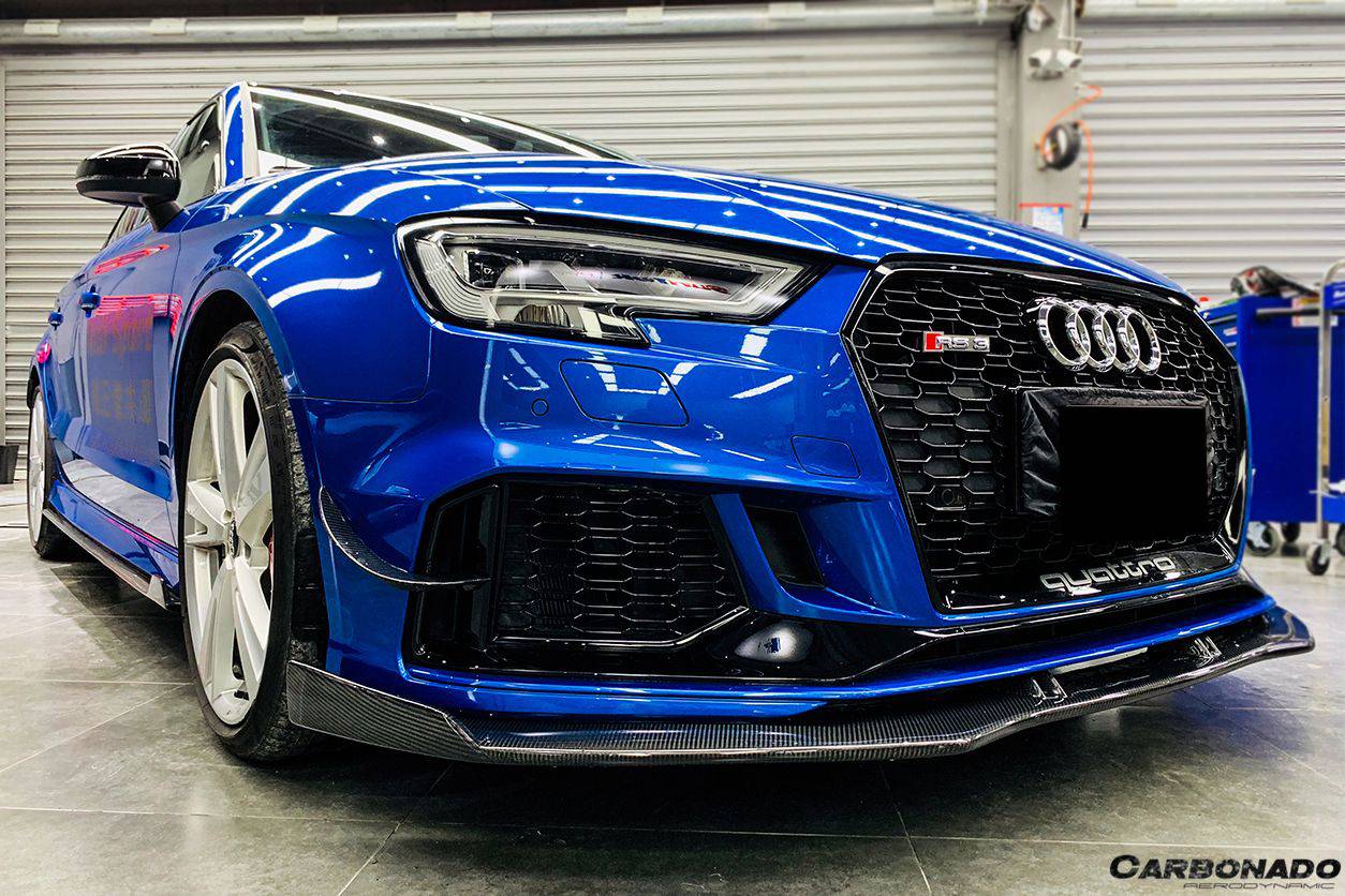 Borde delantero de fibra de carbono estilo BKSS para Audi RS3 8V.2 Sedán y Sportback Carbonado 2018-2020