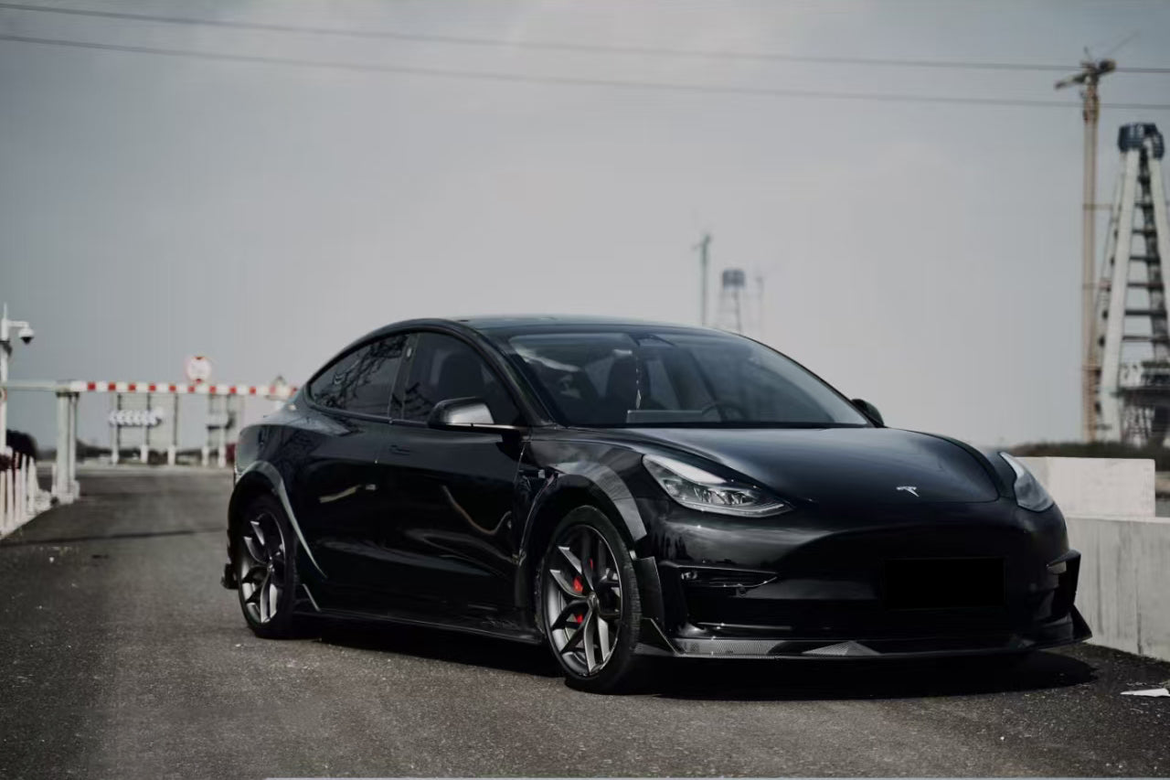 Carbonado 2017-2023 Tesla Pre Model 3 Turbo Style Carbon Fiber & pattern Look Wide body kit