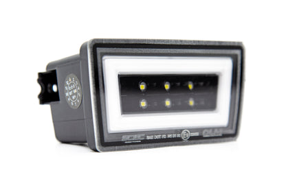 Luz de freno trasera OLM NB+R F1 (lente transparente, base negra brillante, barra blanca) - WRX/STI 15+