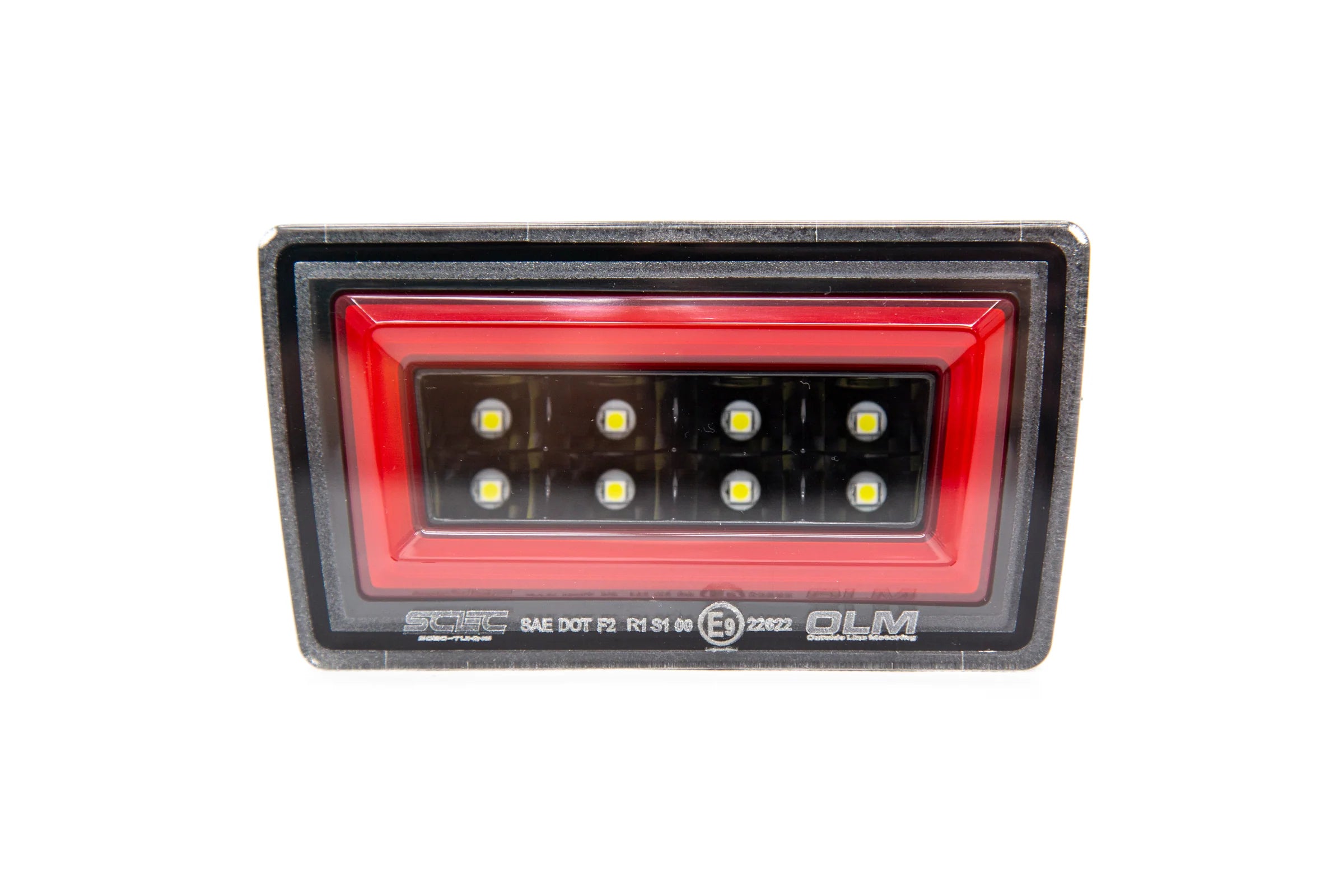 OLM V3 F1 Rear Brake Light; Clear Lens, Gloss Black Base, Red Bar (15-21 WRX/STI)