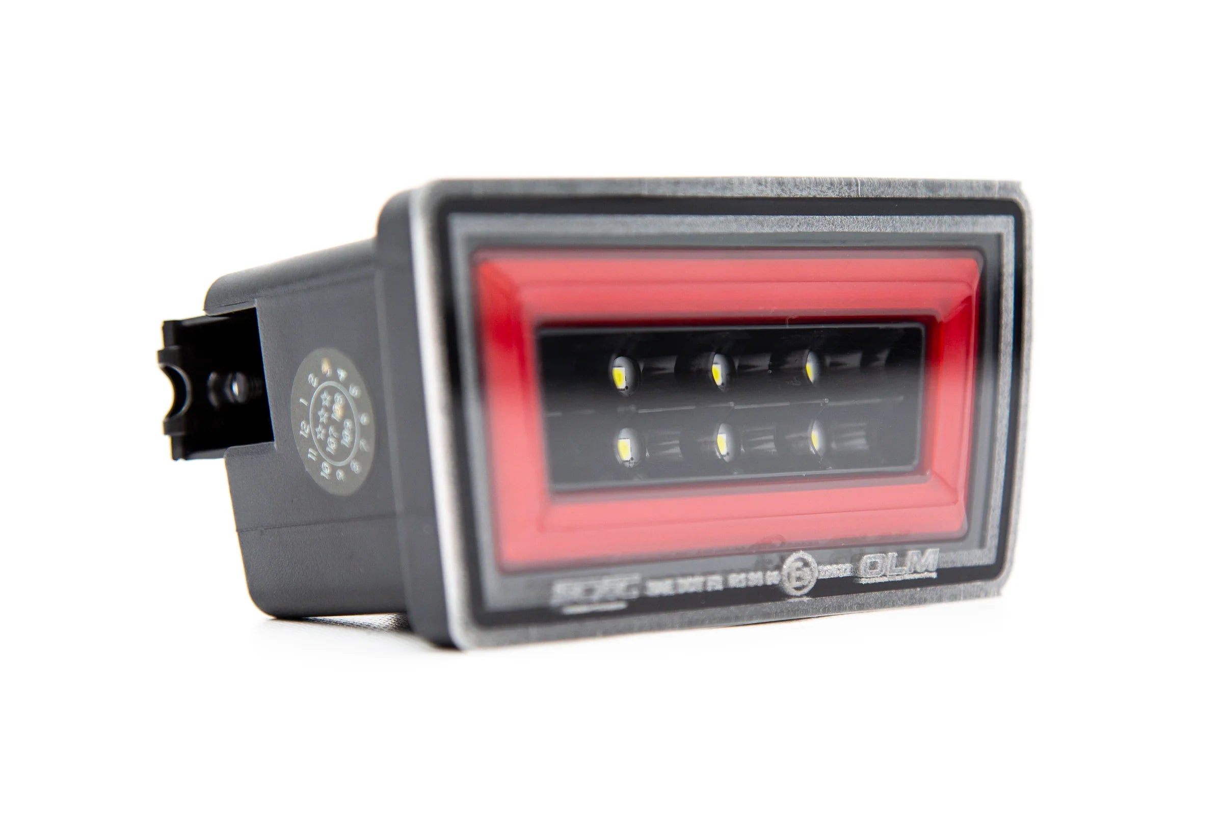 OLM V3 F1 Rear Brake Light; Clear Lens, Gloss Black Base, Red Bar (15-21 WRX/STI)