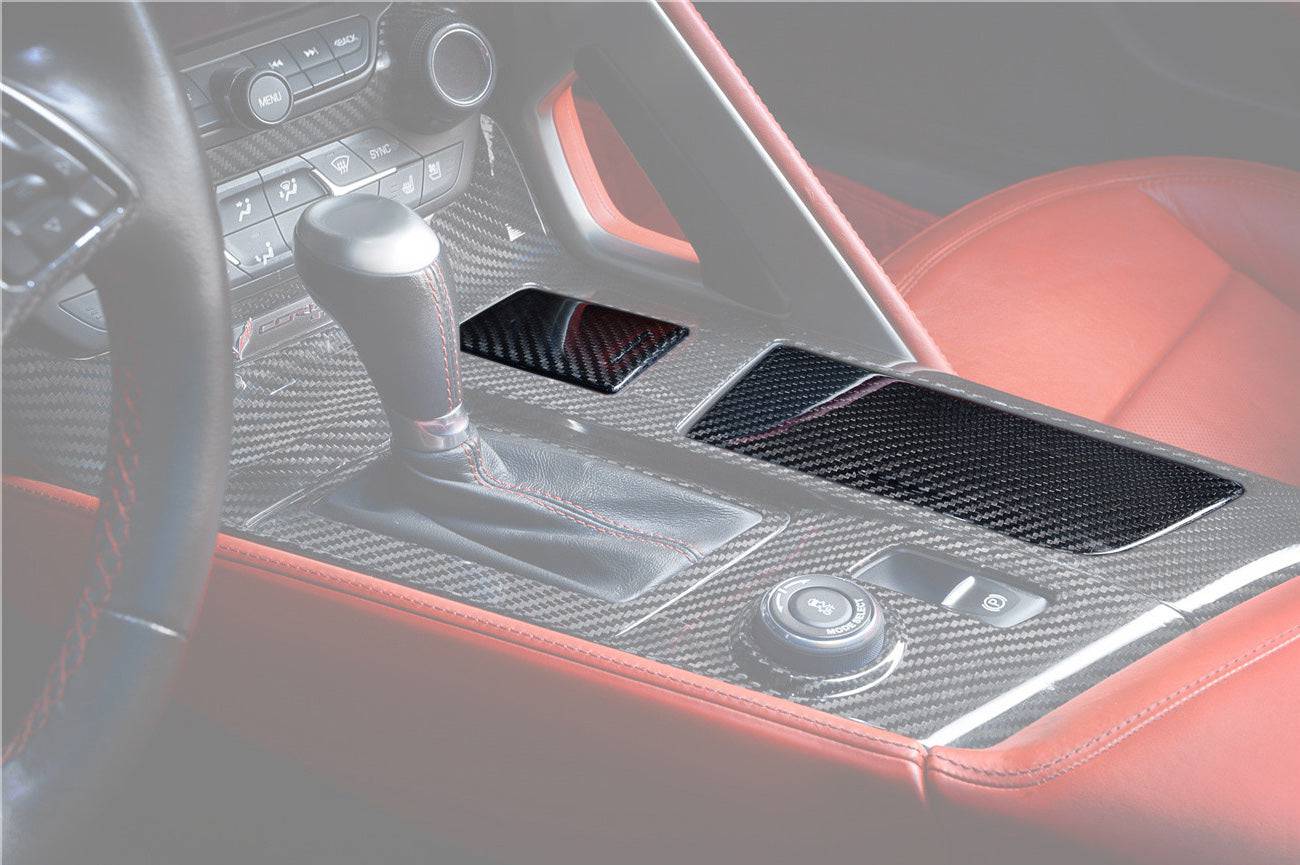 Carbonado 2013-2019 Corvette C7 Z06 Grandsport Dry Carbon Fiber Cup Holder Cover Panel Trim