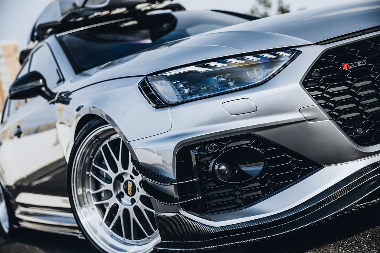 DarwinPRO BKSS Style Carbon Fiber Front Bumper Canards | 2020-2024 Audi RS4 B9.5
