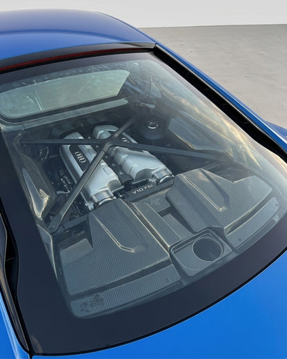 K2 Industries Audi R8 V10 4S Dry Carbon Fiber Engine Bay Cover Kit – 3 Piece Set (2017–2023)