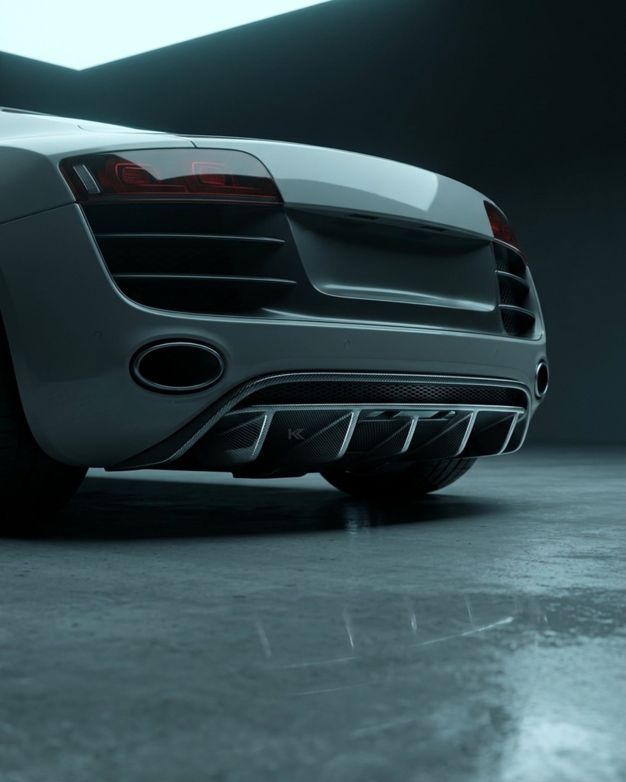K2 Industries Audi R8 GT V8 / V10 Coupe 2-Door Carbon Fiber Rear Bumper Diffuser 2010 - 2015