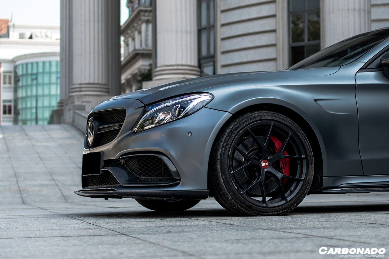 Carbonado 2015-2021 Mercedes Benz W205 C63 S AMG Sedan Coupe Carbon Fiber Front Bumper Accessory Set (4pcs)