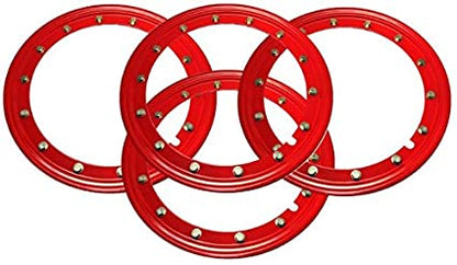 Prosport Simulated Bead Lock Hubcap Rings - 15" Red