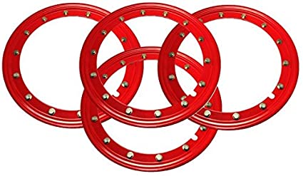 Prosport Simulated Bead Lock Hubcap Rings - 15" Red
