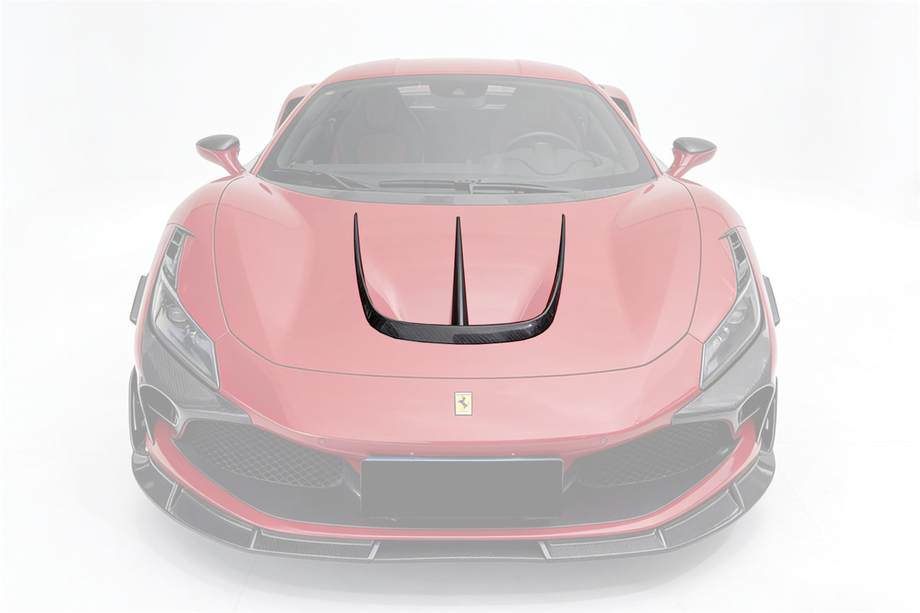 Molduras de ventilación del capó delantero de fibra de carbono estilo autoclave Ferrari F8 MSY Carbonado 2019-2024