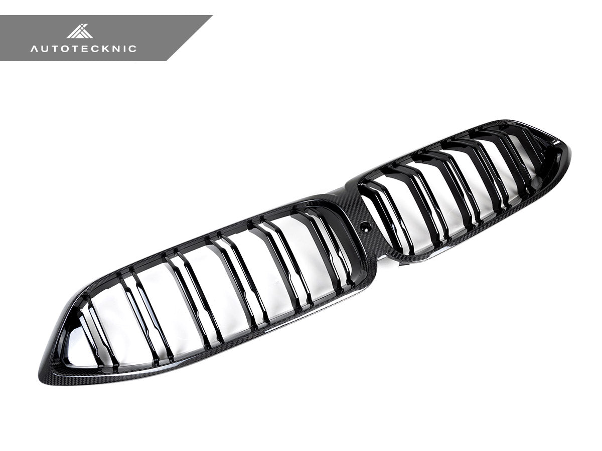 Parrilla delantera de doble lama de carbono seco AutoTecknic - Serie 8 G14/G15/G16