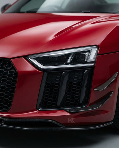 K2 Industries Audi R8 V10 Coupe 4S Gen 2 Carbon Fiber Custom-Style Front Bumper Lip Splitter Set 2016 - 2018