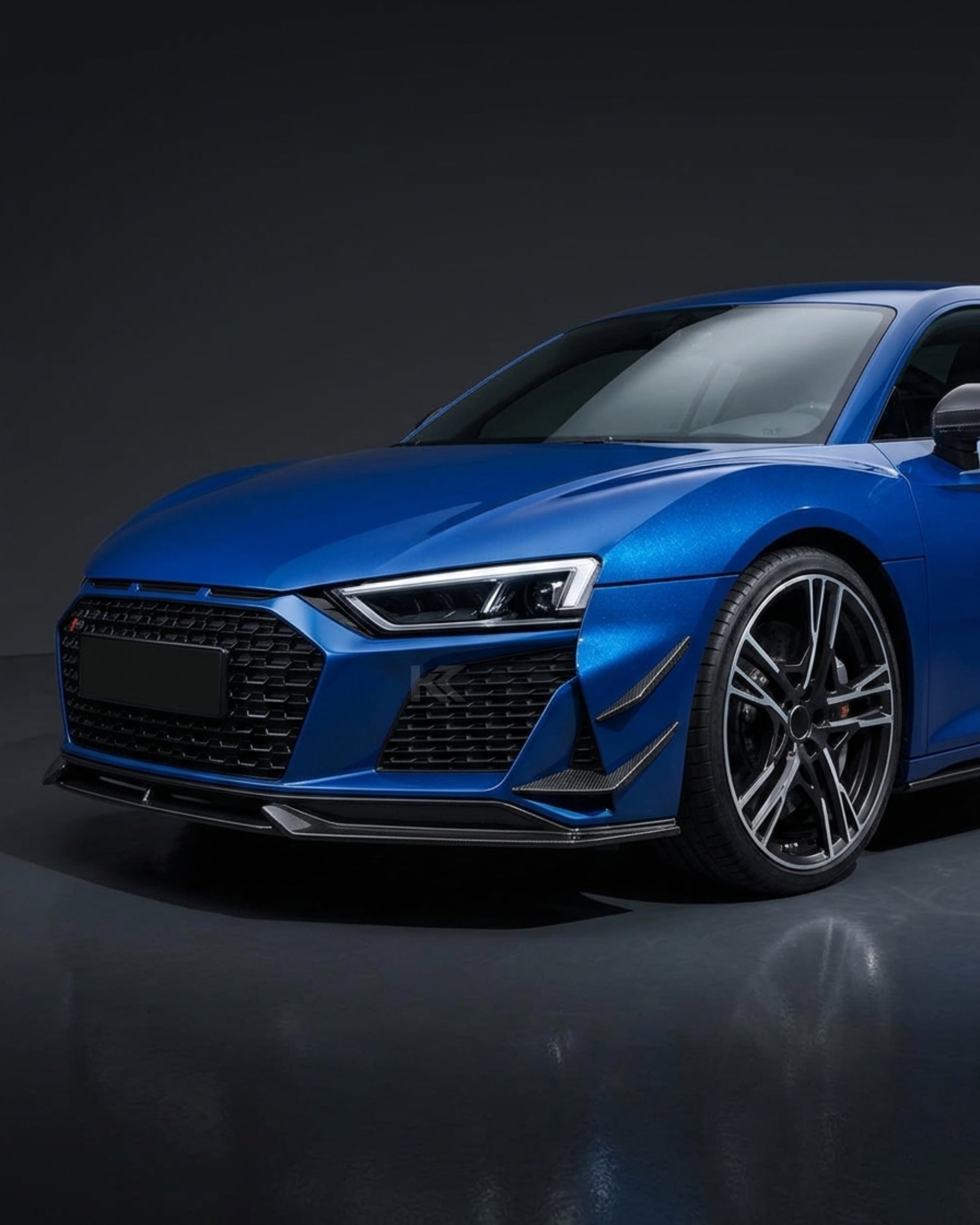 K2 Industries Audi R8 V10 GT / Performance Coupe 4S Gen 2 Facelift Dry Carbon Fiber Front Bumper Canards 2022 - 2023