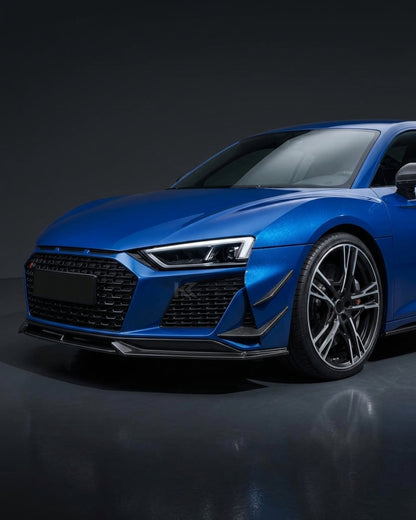 K2 Industries Audi R8 V10 GT / Performance Coupe 4S Gen 2 Facelift Dry Carbon Fiber Front Bumper Canards 2022 - 2023