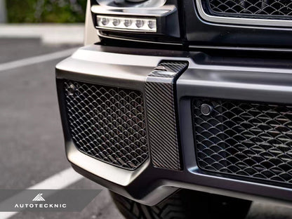 AutoTecknic Carbon Fiber Front Bumper Bull Bar Cover  - Mercedes-Benz W463 G-Class