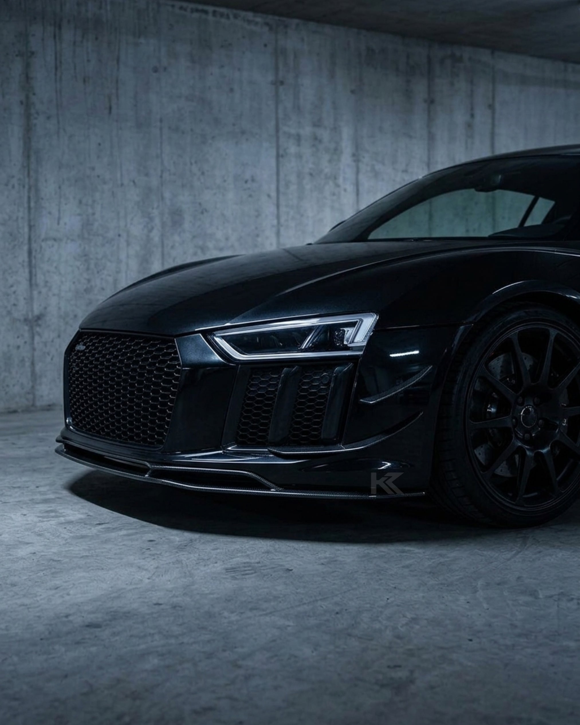 K2 Industries Audi R8 V10 Coupe 4S Gen 2 Carbon Fiber Custom-Style Front Bumper Lip Splitter Set 2016 - 2018