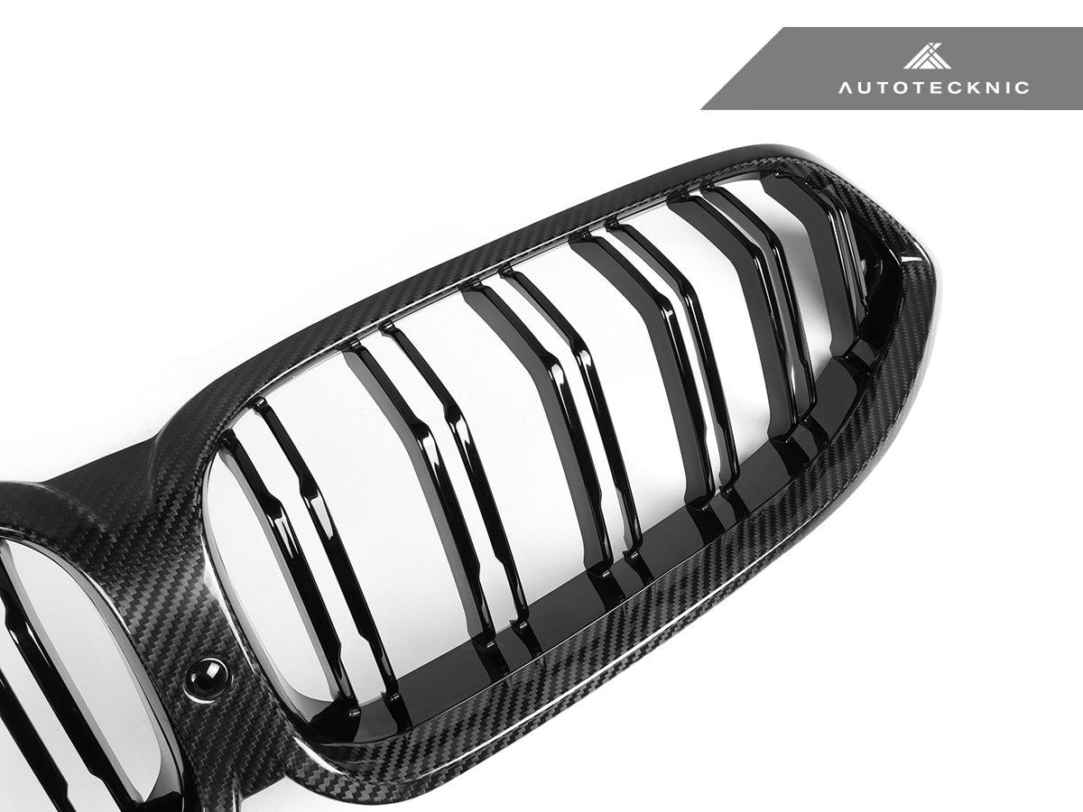Parrilla delantera de doble lama de carbono seco AutoTecknic - Serie 8 G14/G15/G16