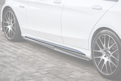 Carbonado 2015-2021 Mercedes Benz W205 C63 S AMG Sedan Carbon Fiber Side Skirts Extension Add On Lip