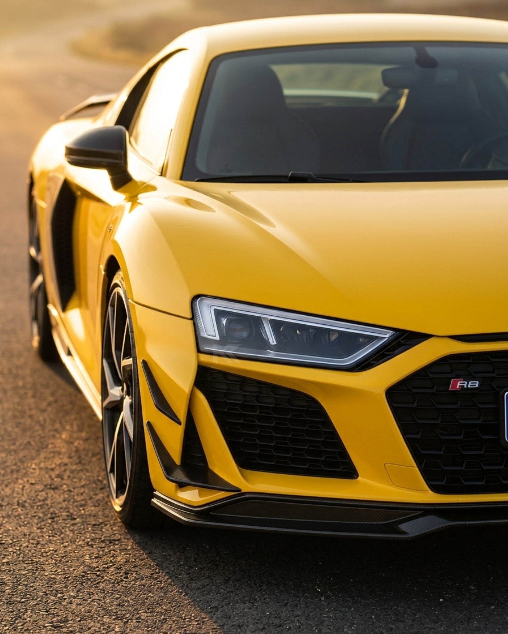 K2 Industries Audi R8 V10 GT / Performance Coupe 4S Gen 2 Facelift Dry Carbon Fiber Front Bumper Canards 2022 - 2023