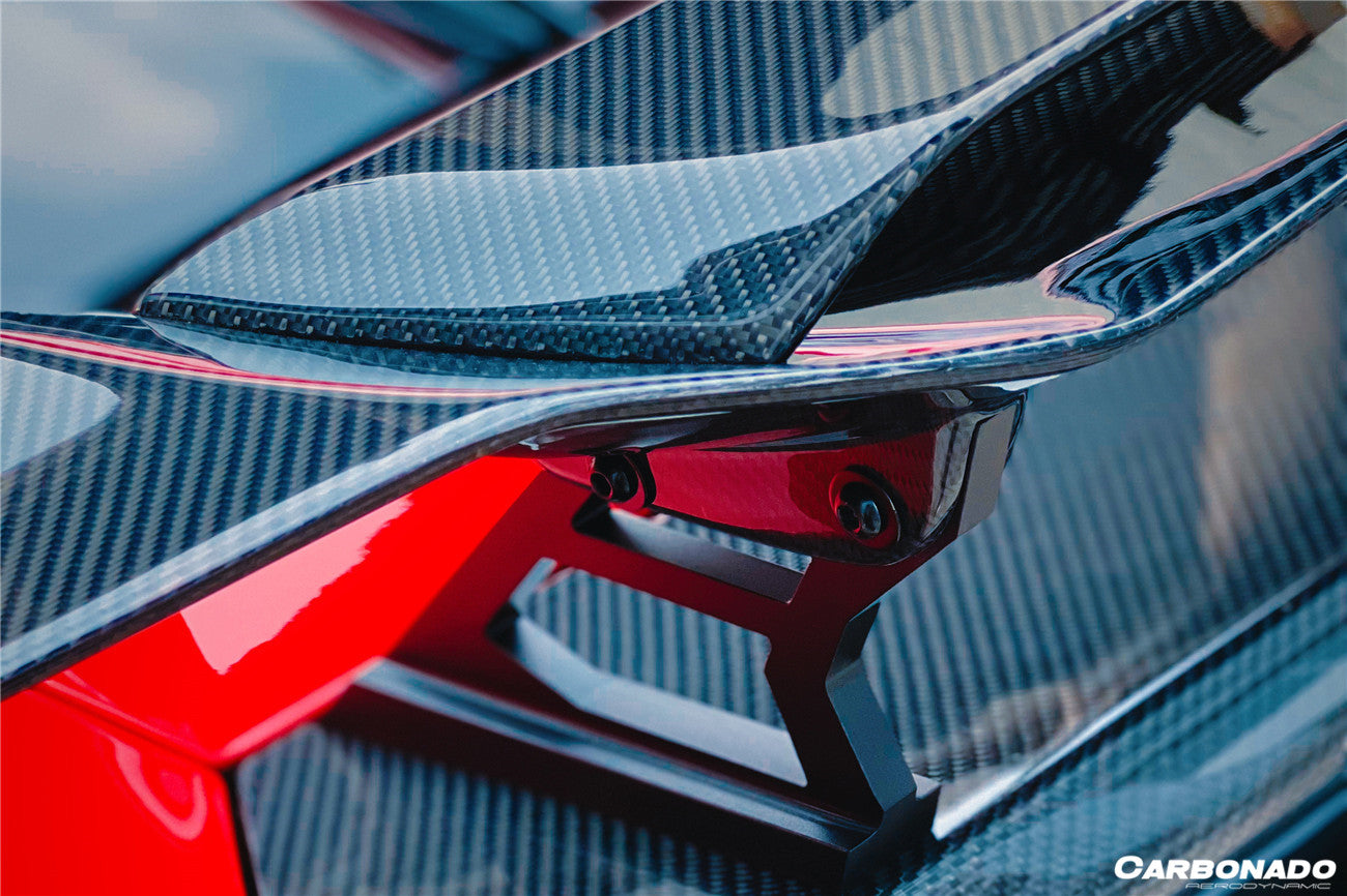Carbonado 2015-2025 Lamborghini Huracan LP610  LP580  Evo  Tecnica MD Style Carbon Fiber Trunk Spoiler with Base