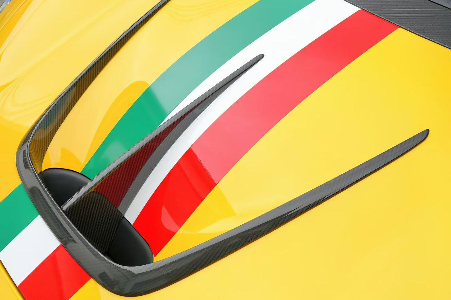 Molduras de ventilación del capó delantero de fibra de carbono estilo autoclave Ferrari F8 MSY Carbonado 2019-2024