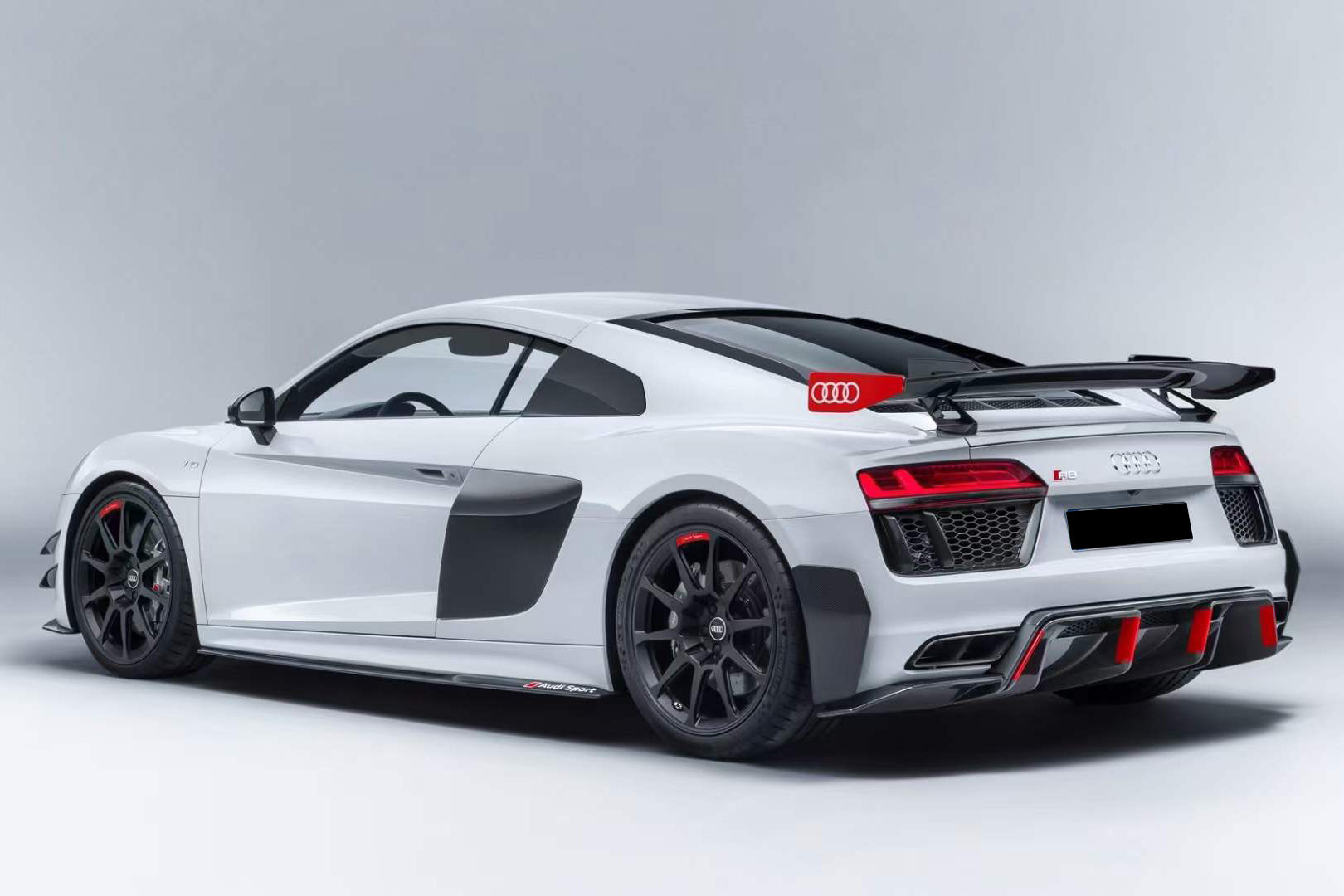 Carbonado 2016-2025 Audi R8 GEN2 Coupe ONLY GT Style DRY Carbon Fiber Trunk Wing with Base and Aluminum Legs