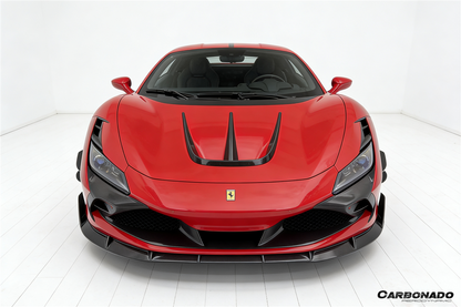 Molduras de ventilación del capó delantero de fibra de carbono estilo autoclave Ferrari F8 MSY Carbonado 2019-2024