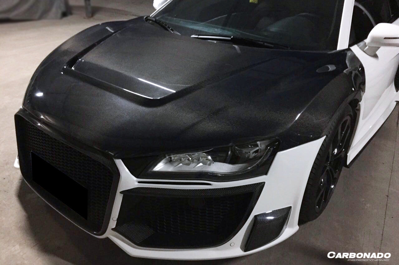 Capó de fibra de carbono estilo P para Audi R8 Coupé Spyder Carbonado 2006-2015