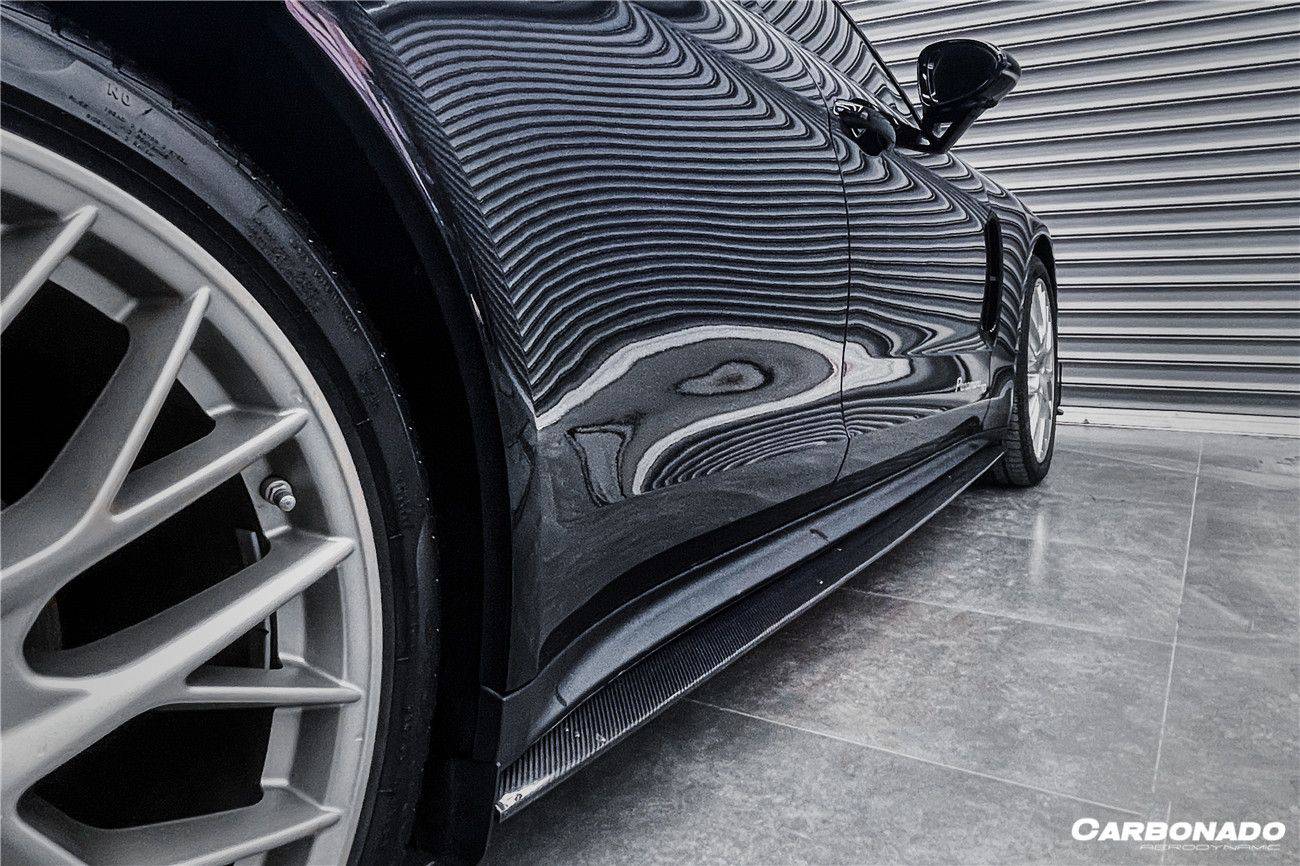 Faldones laterales de fibra de carbono seca estilo Porsche Panamera 971 4S 4 GTS Carbonado 2017-2023