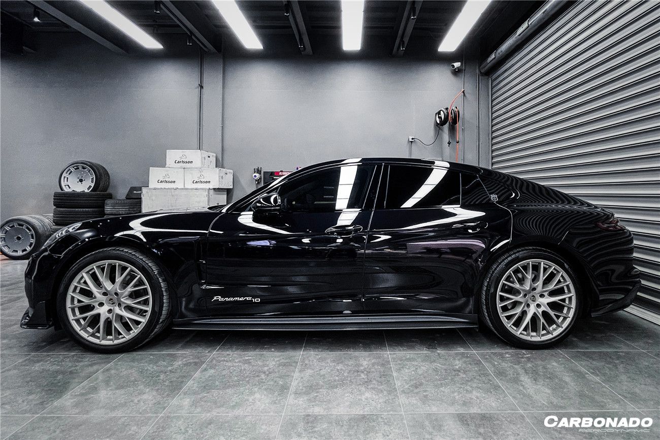 Faldones laterales de fibra de carbono seca estilo Porsche Panamera 971 4S 4 GTS Carbonado 2017-2023