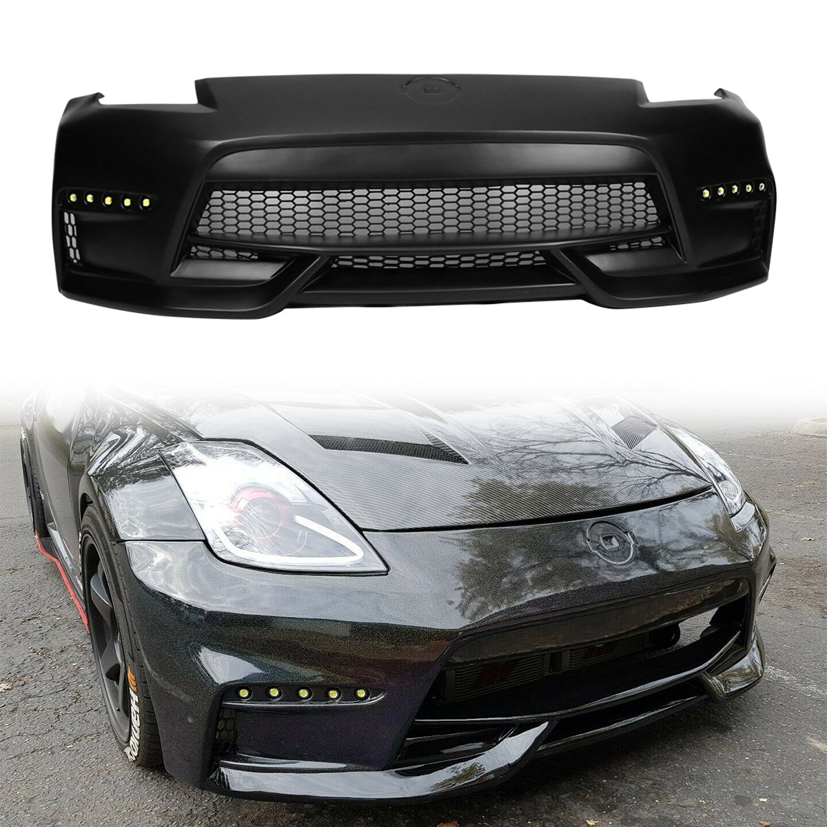 K2 Industries 2003-2008 Nissan 350z to 370z Front Bumper Conversion NIS Style Black