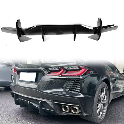 K2 Industries 2020-2025 Chevy Corvette C8 Gloss Black Rear Bumper Diffuser ABS