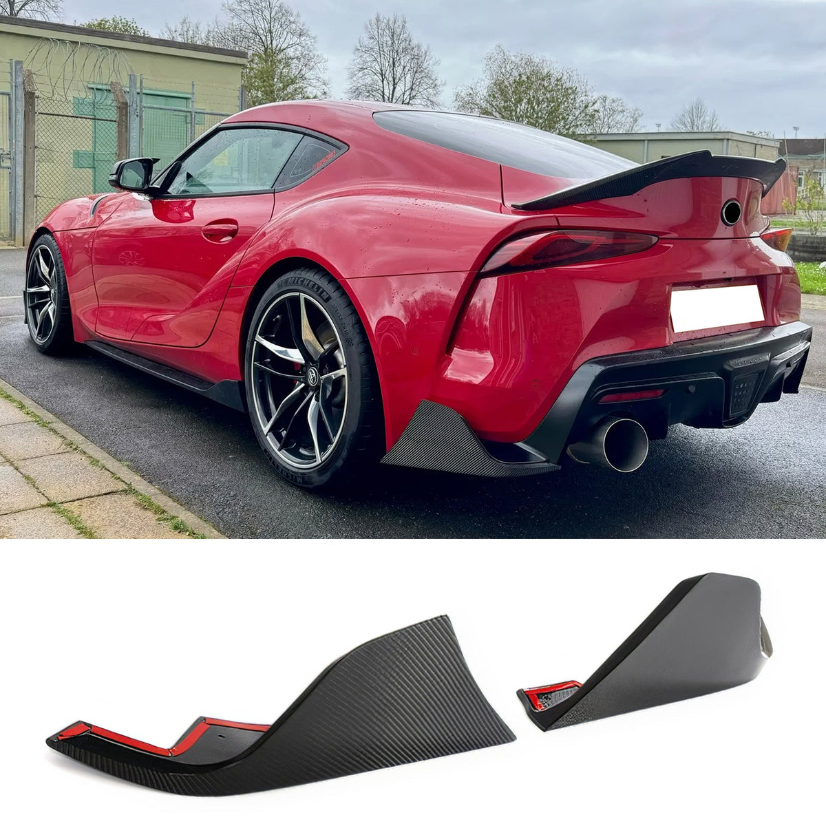 K2 Industries 2020-2025 Toyota GR Supra A90 AG Style Rear Aprons Gloss Carbon Fiber