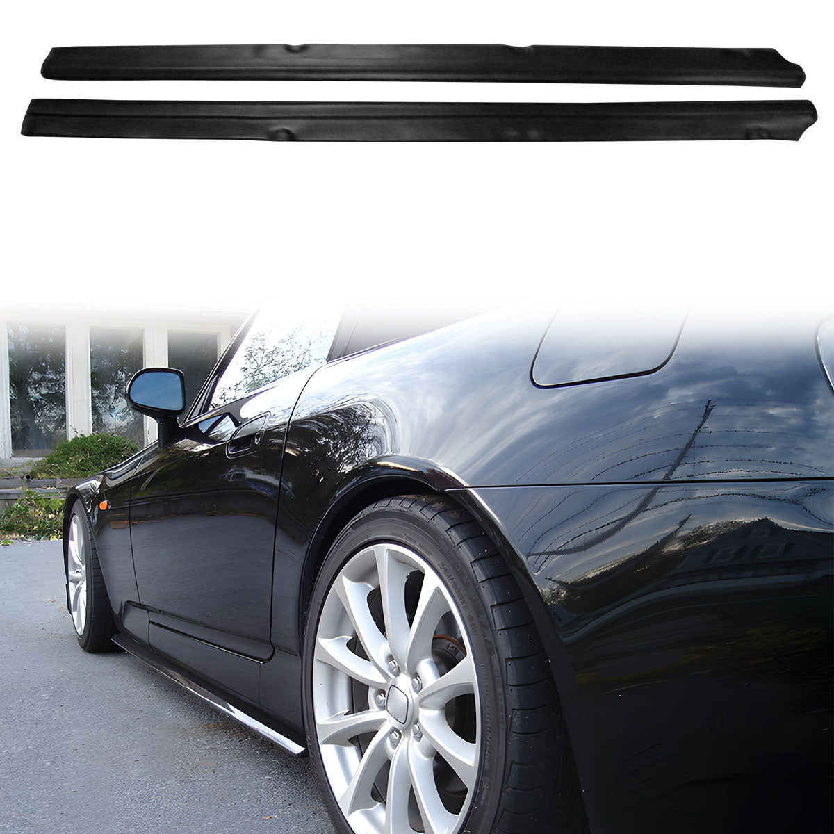 K2 Industries DF Style Side Skirts PU Unpainted Black | 2000-2009 Honda S2000 AP1/AP2