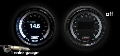 Pantalla OLED blanca Prosport de banda ancha de 2-1/16" con relación aire-combustible digital + BOOST