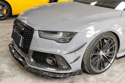 Carbonado 2016-2019 Audi RS7 MAN Style Dry Carbon Fiber Trunk Front Bumper Vent Caps