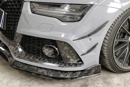 Carbonado 2016-2019 Audi RS7 MAN Style Dry Carbon Fiber Trunk Front Bumper Vent Caps