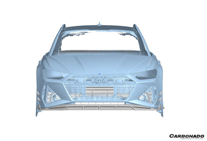 Carbonado 2019-2024 Audi RS6  RS7 C8 AD Style Dry Carbon Fiber Front Bumper Canards