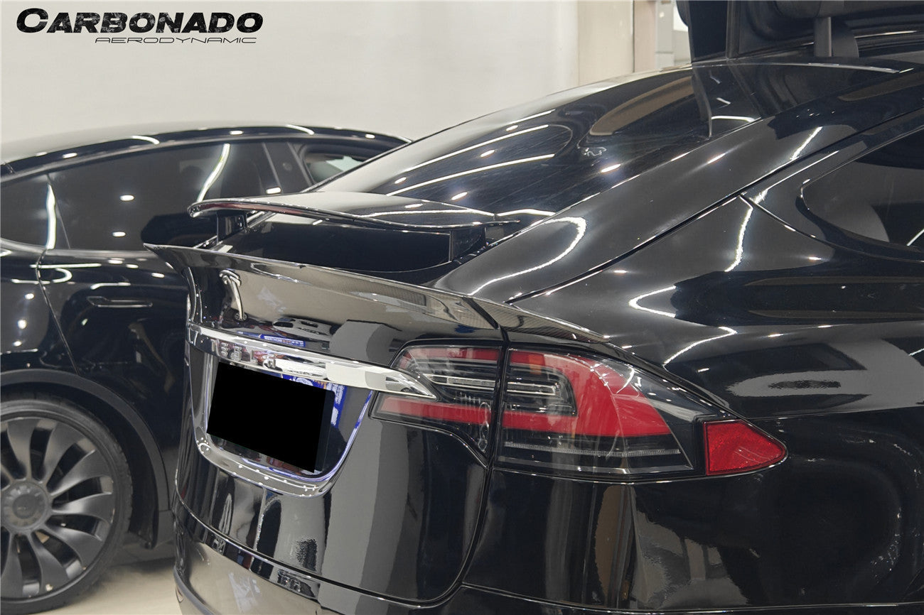 Carbonado 2016-2025 Tesla Model X SUV BS Style Carbon Fiber Trunk Spoiler