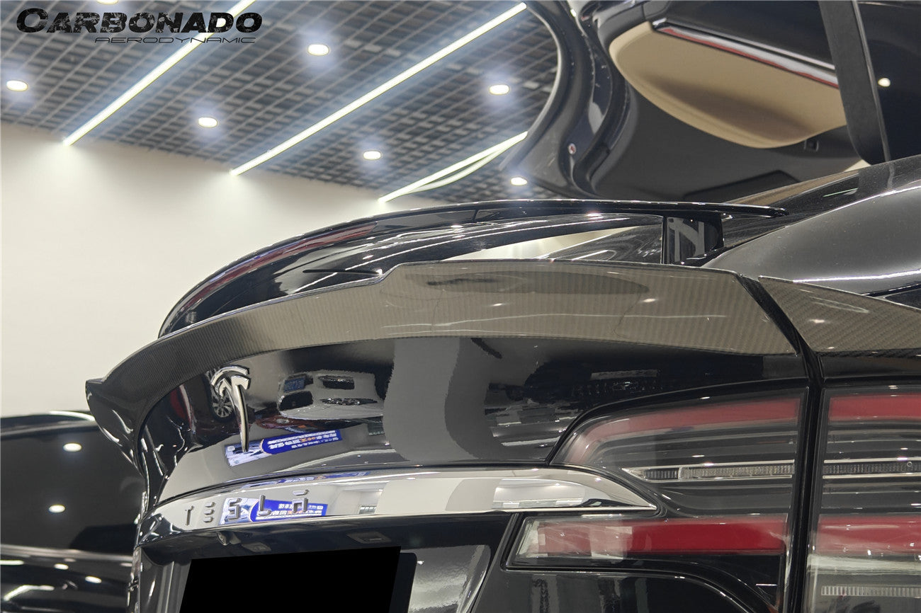Carbonado 2016-2025 Tesla Model X SUV BS Style Carbon Fiber Trunk Spoiler