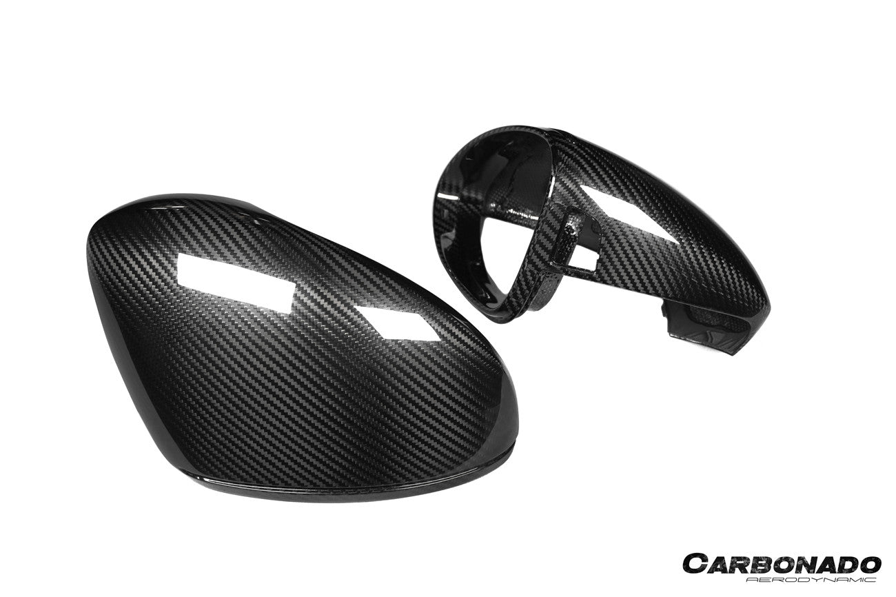 Reemplazo de carcasa de espejo de fibra de carbono en autoclave estilo OEM para Porsche Panamera 971.1, 971.2 y 976 Carbonado 2017-2025 | Compatible con S, 4S, GTS, Turbo, Turbo S, E-Hybrid y SportTurismo con volante a la izquierda