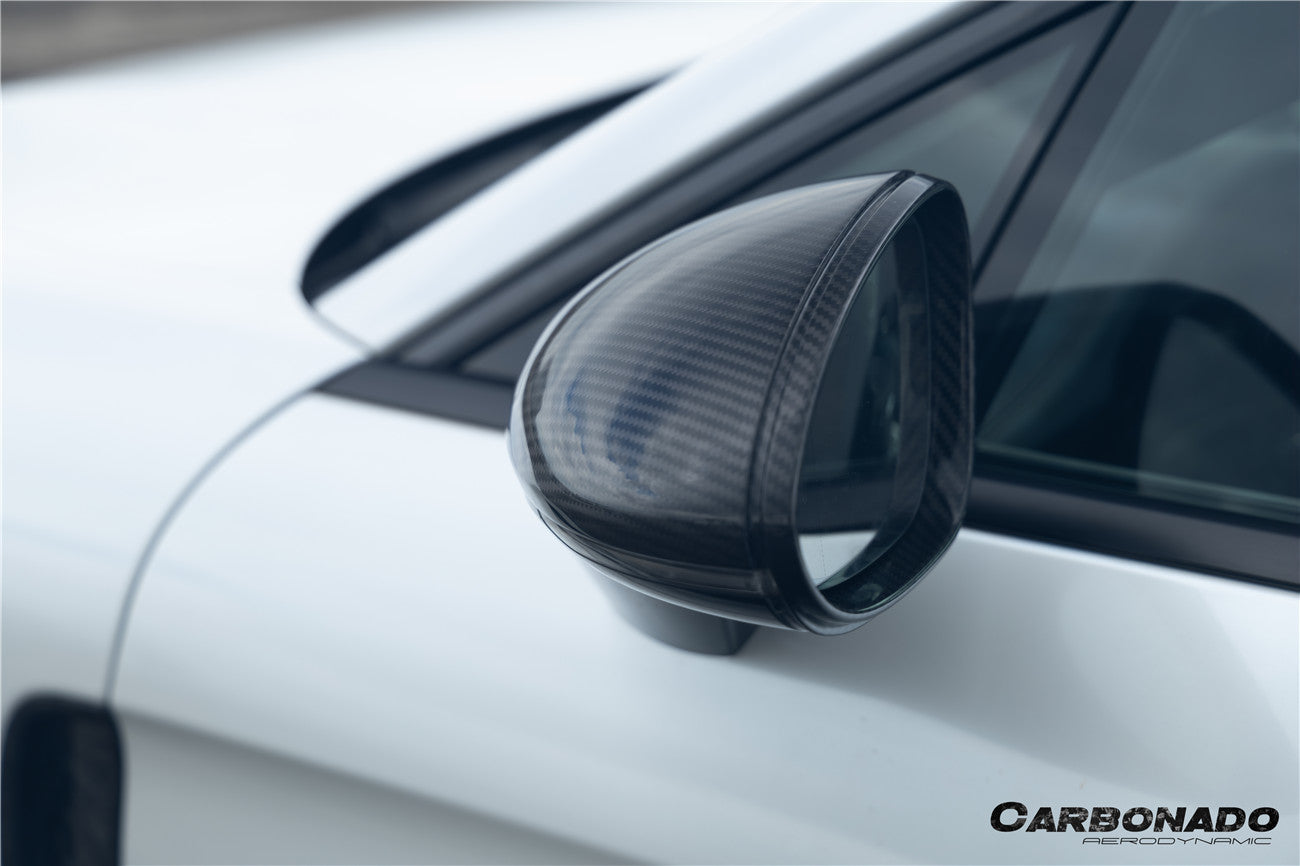 Reemplazo de carcasa de espejo de fibra de carbono en autoclave estilo OEM para Porsche Panamera 971.1, 971.2 y 976 Carbonado 2017-2025 | Compatible con S, 4S, GTS, Turbo, Turbo S, E-Hybrid y SportTurismo con volante a la izquierda