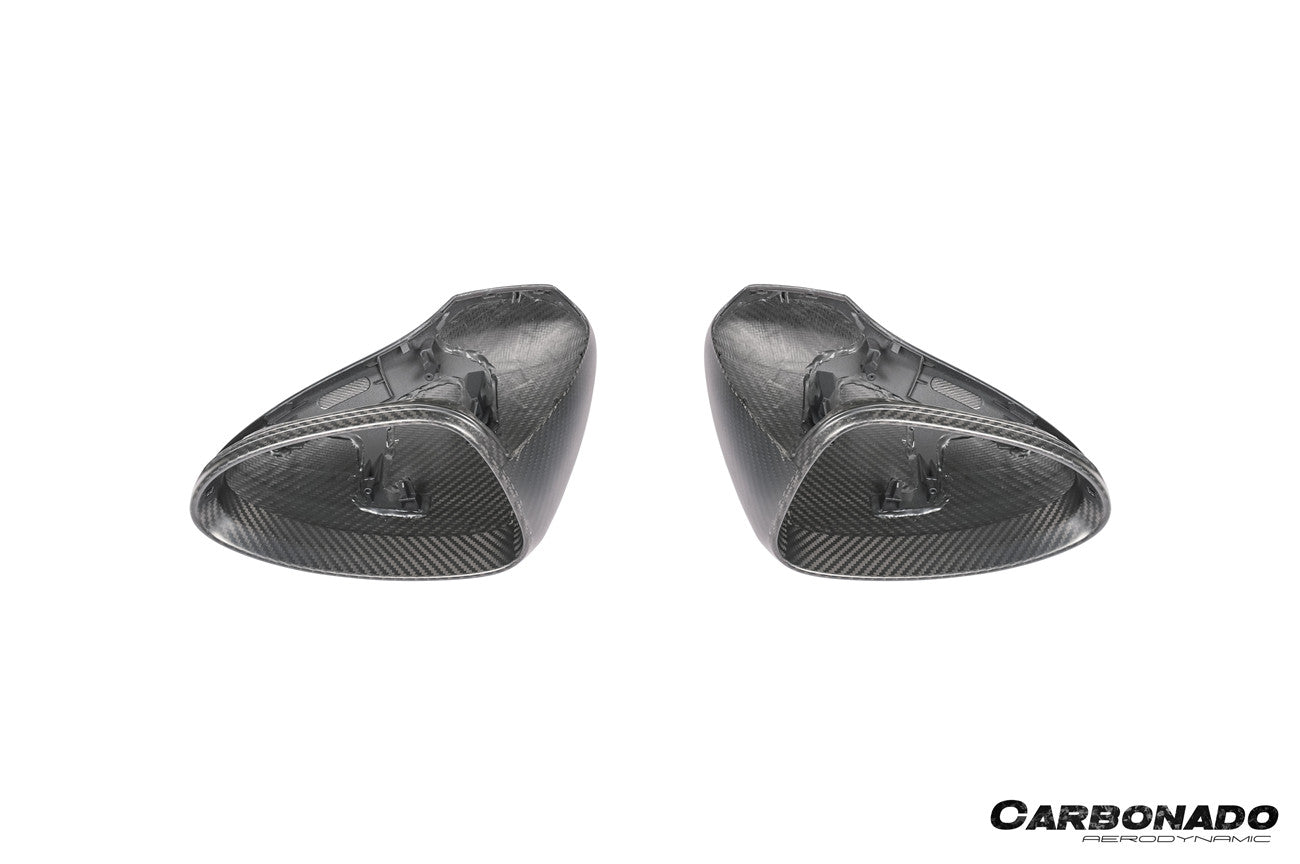 Reemplazo de carcasa de espejo de fibra de carbono en autoclave estilo OEM para Porsche Panamera 971.1, 971.2 y 976 Carbonado 2017-2025 | Compatible con S, 4S, GTS, Turbo, Turbo S, E-Hybrid y SportTurismo con volante a la izquierda