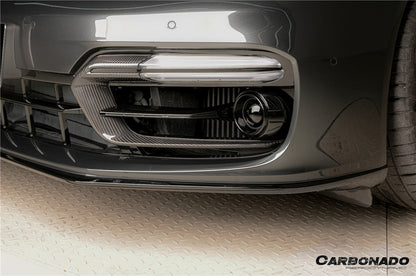 Ventilación de aire del parachoques delantero de fibra de carbono seca estilo OEM Porsche Panamera 971 SD GTS Carbonado 2017-2023